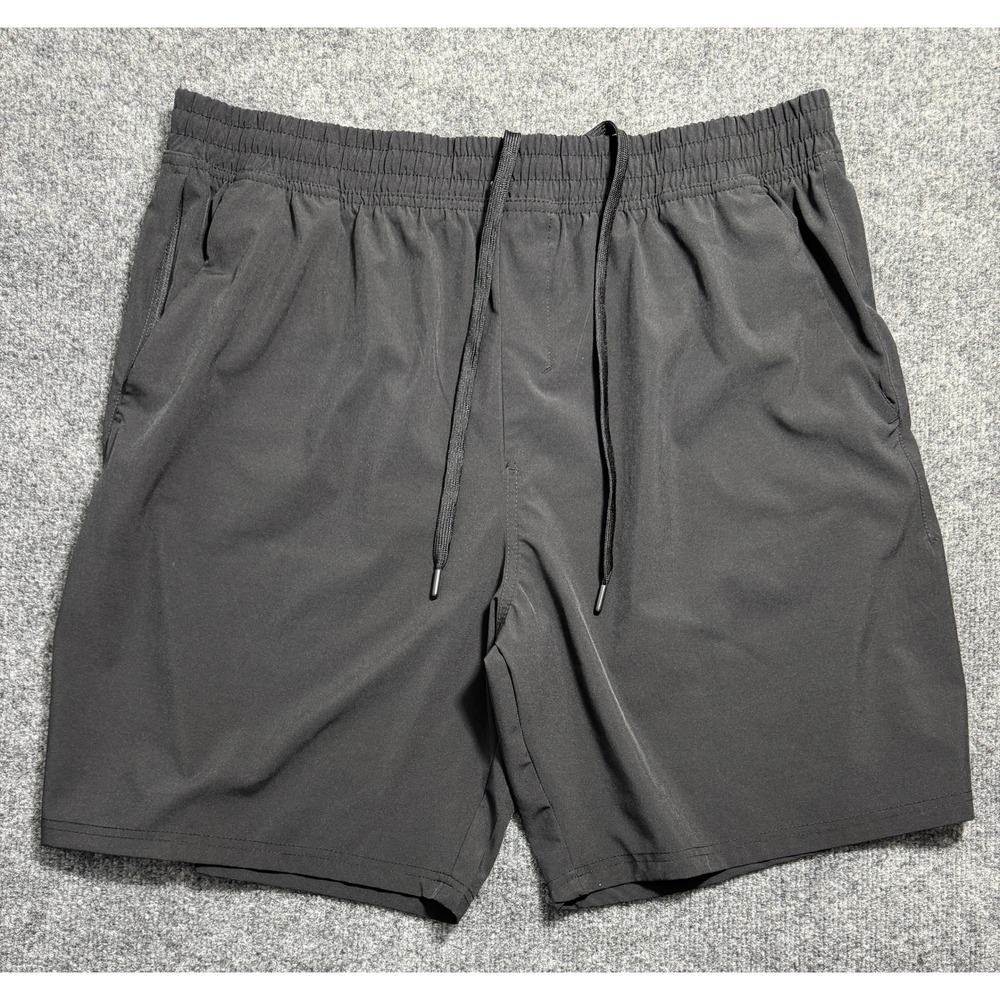 Crane Mens XL Black Athletic Shorts Recycled Polyester Spandex Drawstring